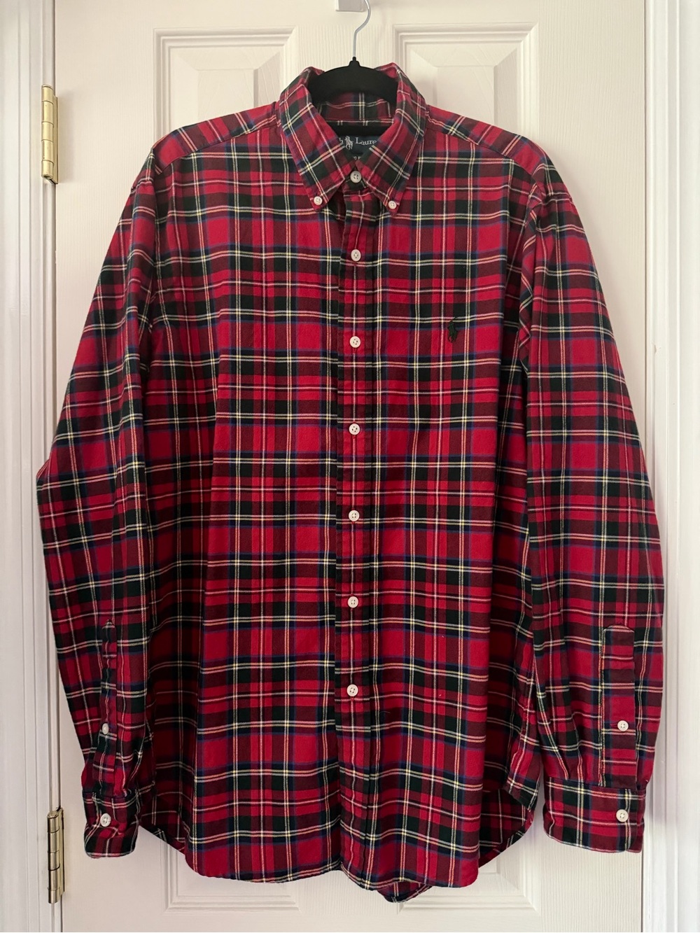 Ralph Lauren Men's Red Plaid Button-Down Shirt - Classic Long Sleeve